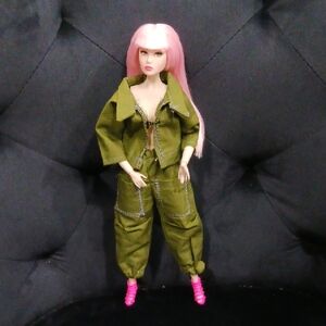 12 inch Doll 2 Piece Olive Cargo Oufit (ONLY OUTFIT, NO DOLL)